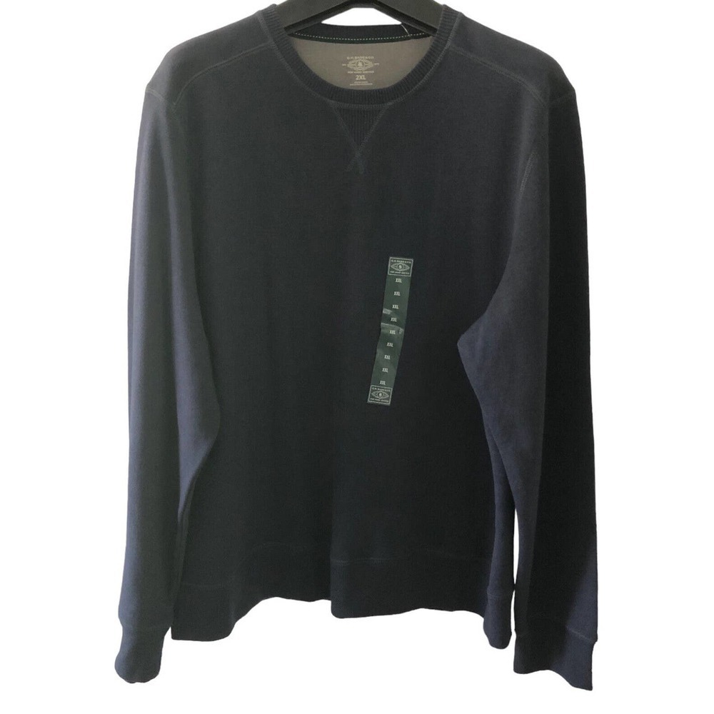 NWT GH Bass Men’s Crew Neck Pullover Sweatshirt Blue Long Sleeve XXL